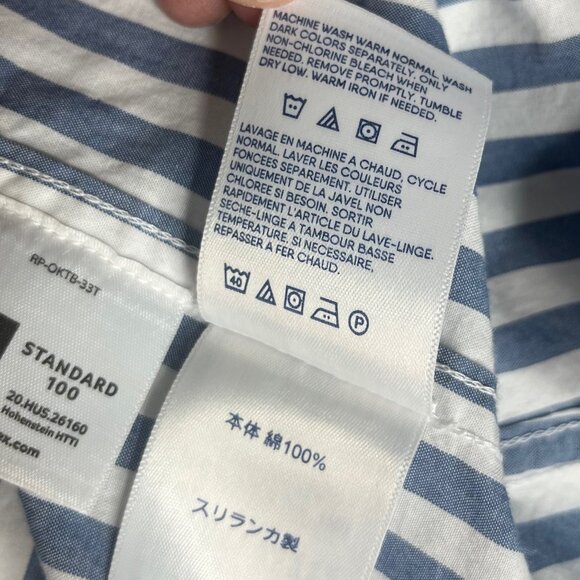 Lands End Button Down Shirt Mens XL Blue White Striped Traditional Fit - Picture 9 of 9